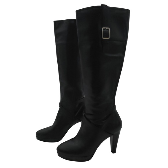Cole Haan Shoes - Cole Haan Black Leather Knee High Heeled‎ Boots Platform Size 7B